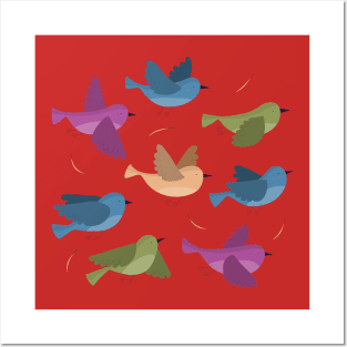 Flat Flying Birds Posters and Art